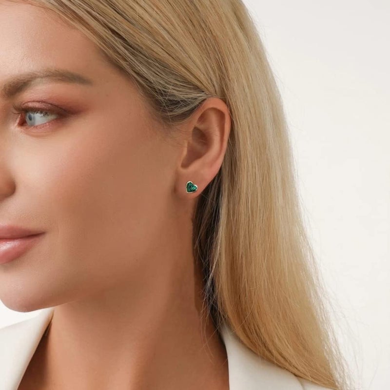 Dtja 18g Titanium Heart Love Earrings for Women Girls Stainless Steel 14k Gold Plated Hypoallergenic Cute Tiny Sequins Stud Cartilage Tragus Screw Back Post Piercing Sensitive Ear - Image 2